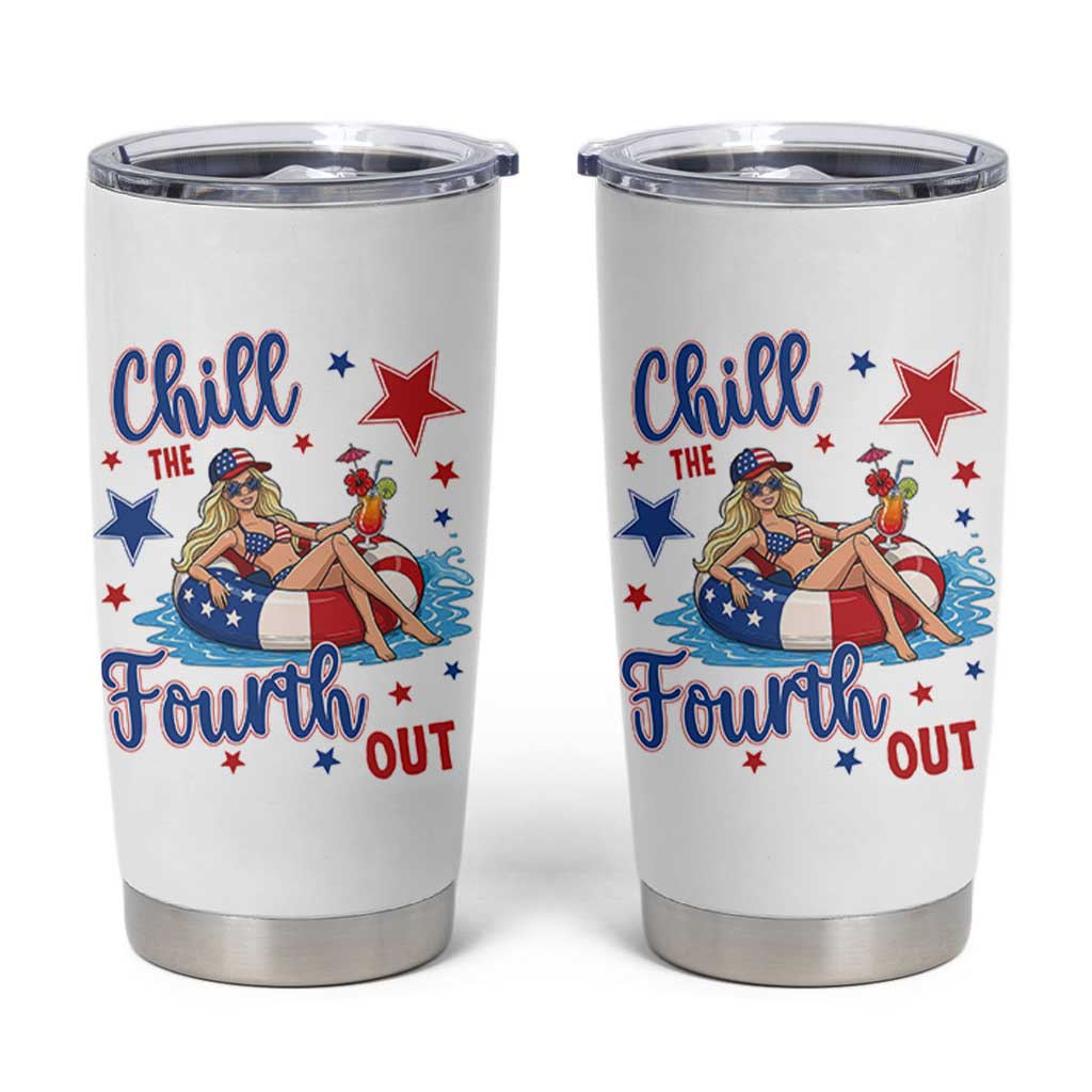Funny Doll Face Meme 4th Of July Tumbler Cup Chill The Fourth Out