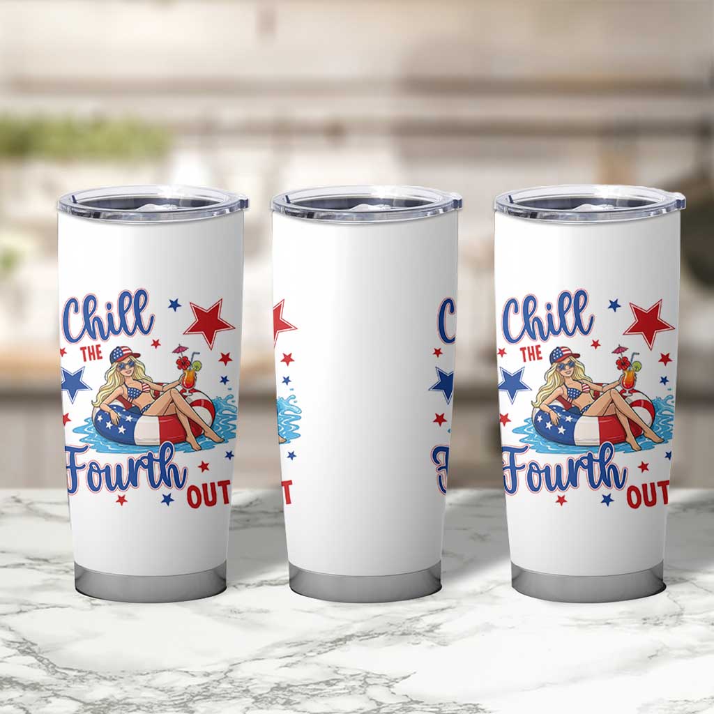 Funny Doll Face Meme 4th Of July Tumbler Cup Chill The Fourth Out