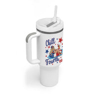 Funny Doll Face Meme 4th Of July Tumbler With Handle Chill The Fourth Out