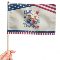 Funny Doll Face Meme 4th Of July Patriotic Handheld Flag Chill The Fourth Out
