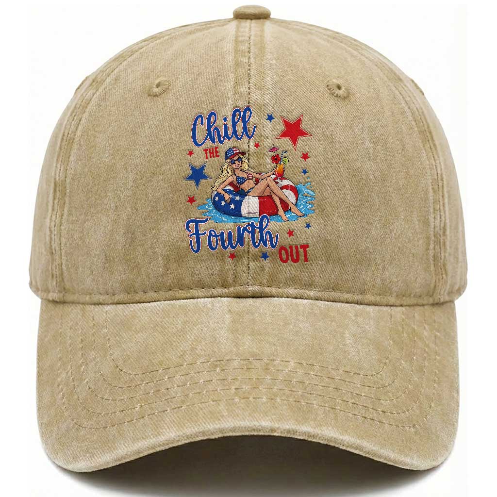 Funny Doll Face Meme 4th Of July Washed Cotton Baseball Cap Chill The Fourth Out
