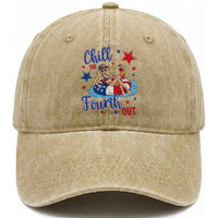 Funny Doll Face Meme 4th Of July Washed Cotton Baseball Cap Chill The Fourth Out