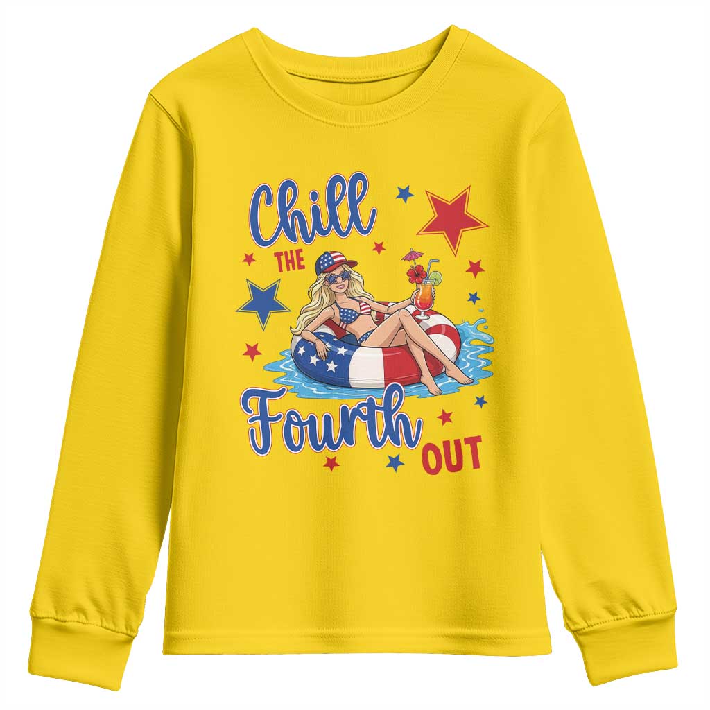 Funny Doll Face Meme 4th Of July Youth Sweatshirt Chill The Fourth Out