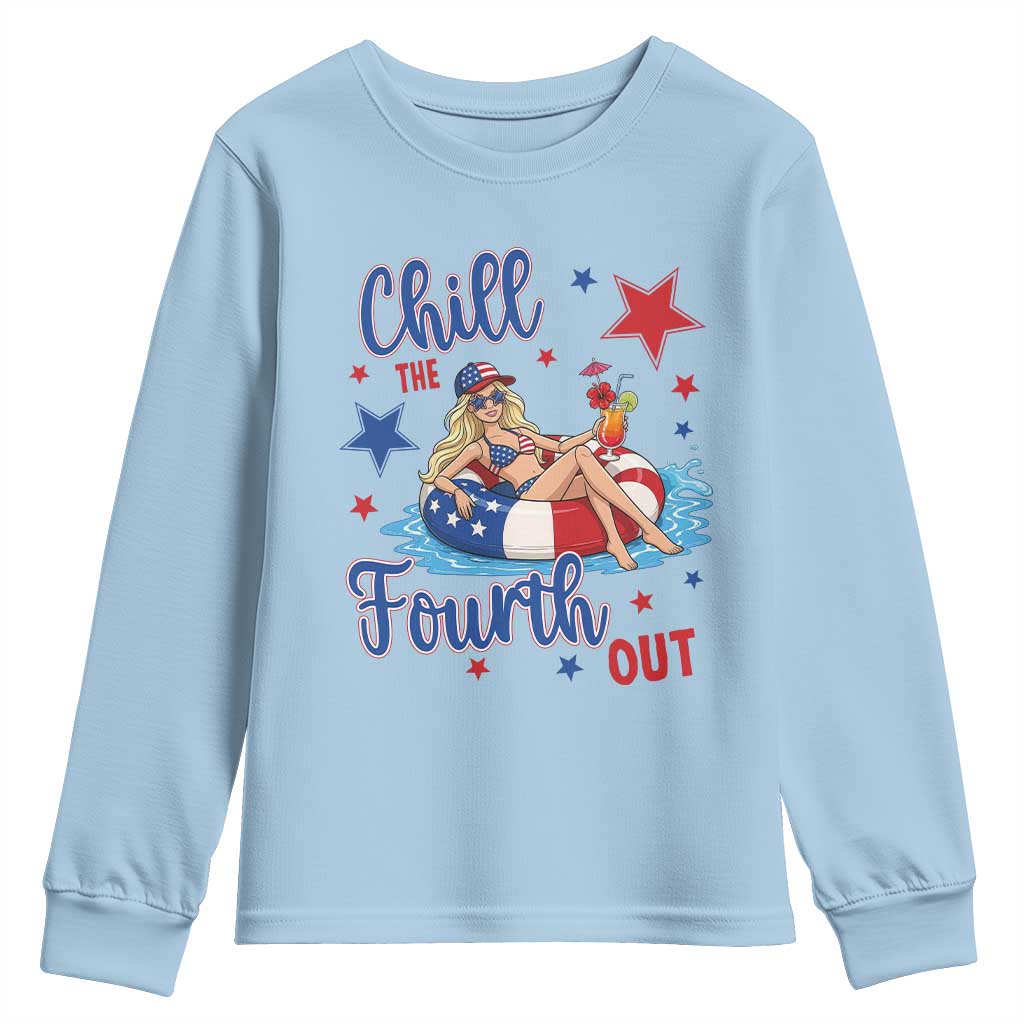 Funny Doll Face Meme 4th Of July Youth Sweatshirt Chill The Fourth Out