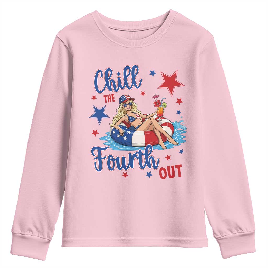 Funny Doll Face Meme 4th Of July Youth Sweatshirt Chill The Fourth Out