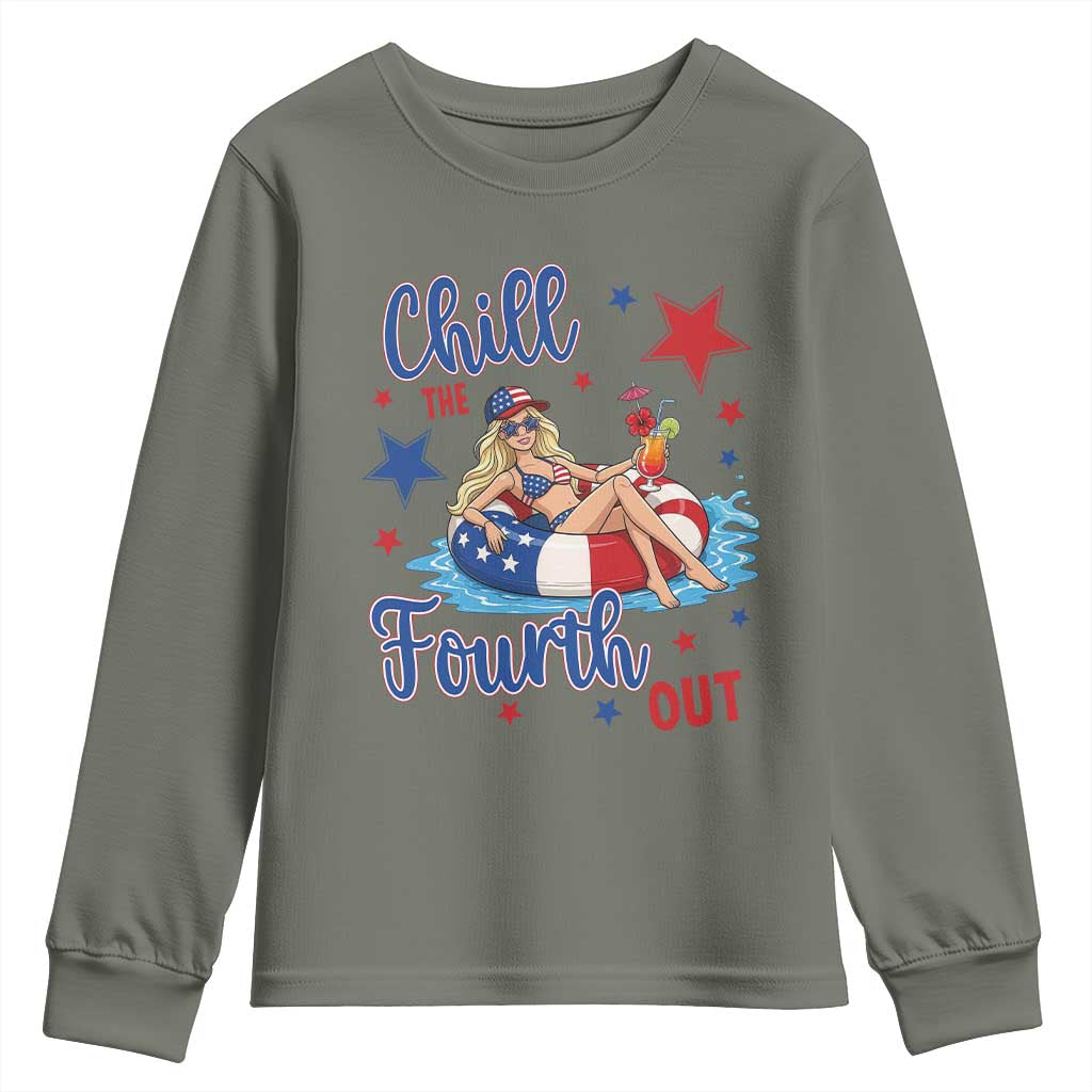 Funny Doll Face Meme 4th Of July Youth Sweatshirt Chill The Fourth Out