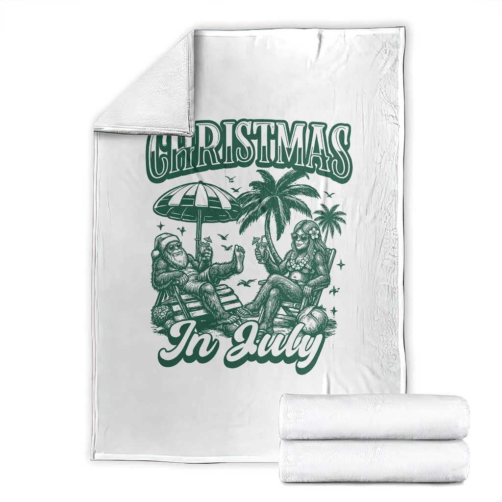 Vintage Summer Christmas Bigfoot Couple Throw Blanket Tropical Xmas Graphic