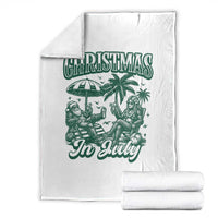 Vintage Summer Christmas Bigfoot Couple Throw Blanket Tropical Xmas Graphic