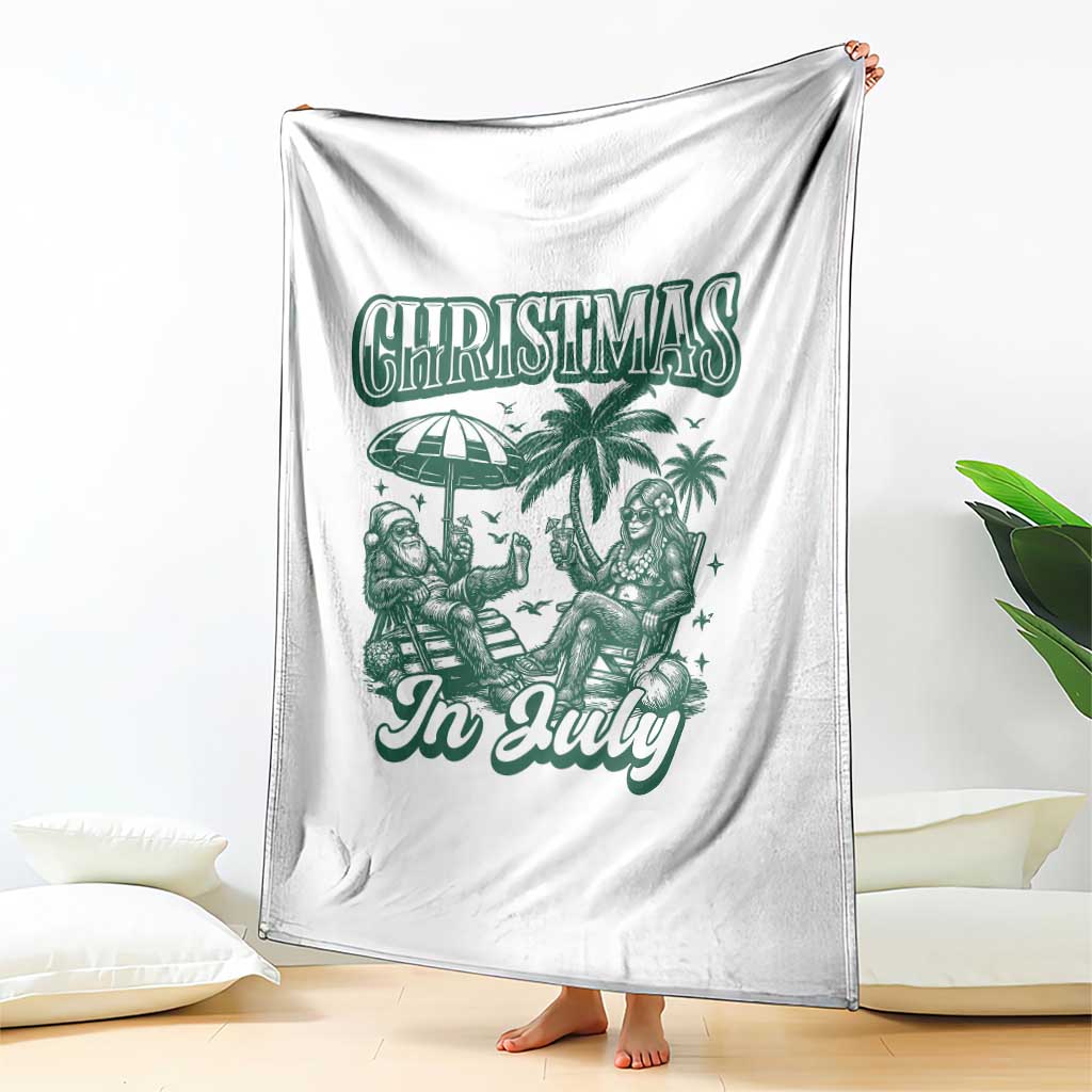 Vintage Summer Christmas Bigfoot Couple Throw Blanket Tropical Xmas Graphic