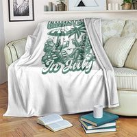 Vintage Summer Christmas Bigfoot Couple Throw Blanket Tropical Xmas Graphic
