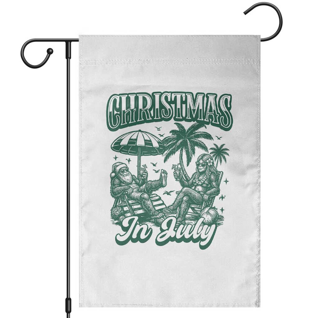 Vintage Summer Christmas Bigfoot Couple Garden Flag Tropical Xmas Graphic