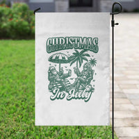 Vintage Summer Christmas Bigfoot Couple Garden Flag Tropical Xmas Graphic