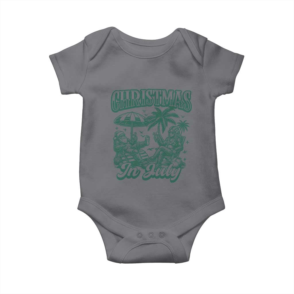 Vintage Summer Christmas Bigfoot Couple Baby Onesie Tropical Xmas Graphic