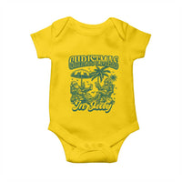 Vintage Summer Christmas Bigfoot Couple Baby Onesie Tropical Xmas Graphic