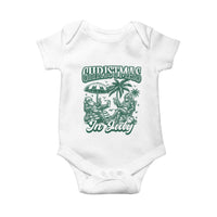 Vintage Summer Christmas Bigfoot Couple Baby Onesie Tropical Xmas Graphic
