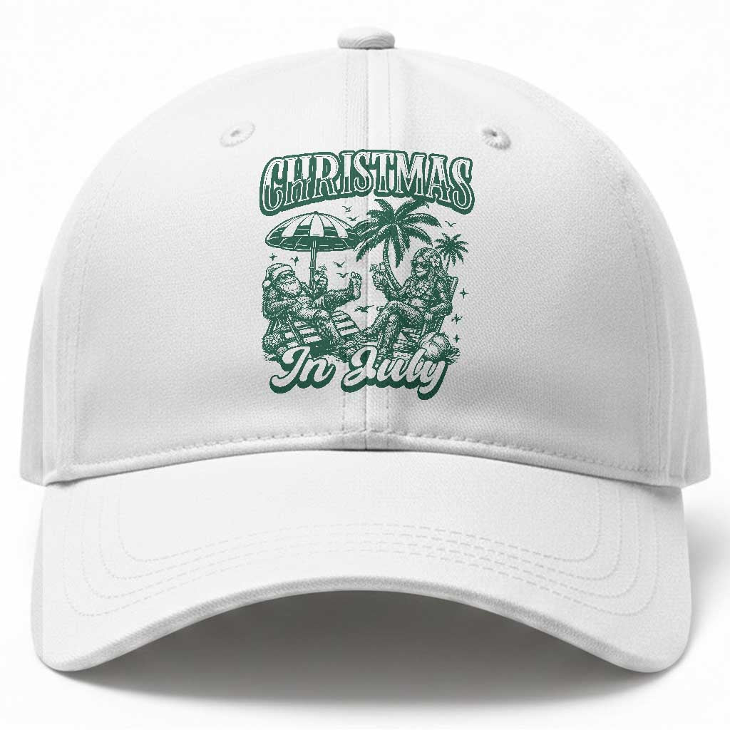 Vintage Summer Christmas Bigfoot Couple Baseball Cap Tropical Xmas Graphic