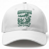 Vintage Summer Christmas Bigfoot Couple Baseball Cap Tropical Xmas Graphic
