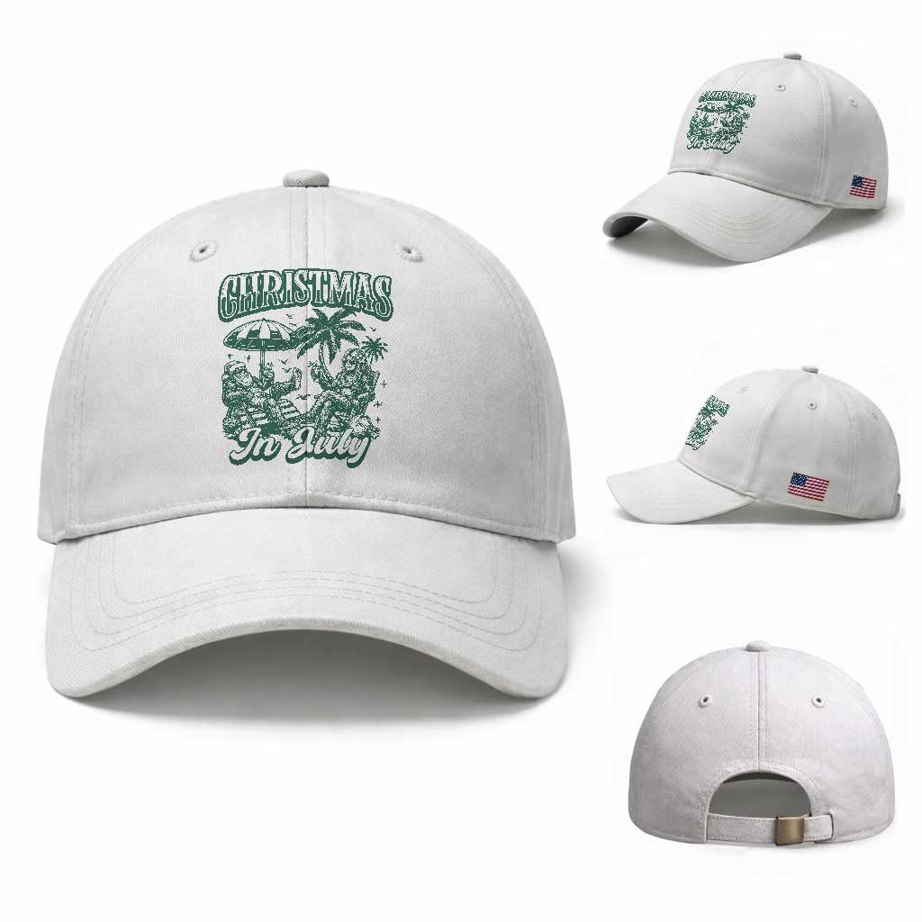 Vintage Summer Christmas Bigfoot Couple Baseball Cap Tropical Xmas Graphic