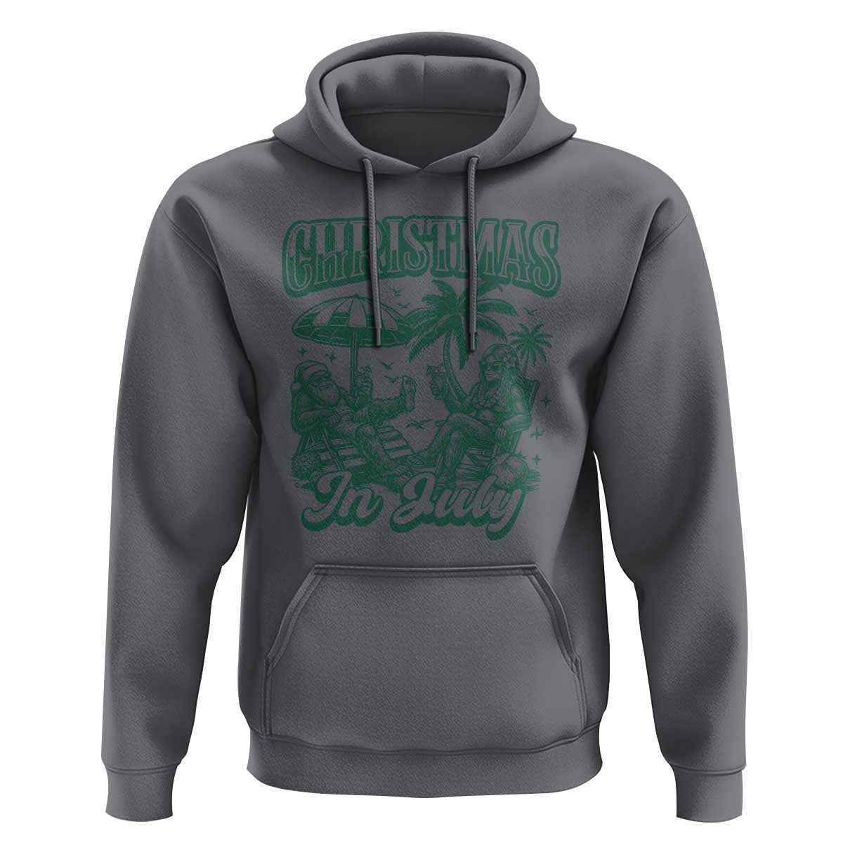 Vintage Summer Christmas Bigfoot Couple Hoodie Tropical Xmas Graphic