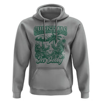 Vintage Summer Christmas Bigfoot Couple Hoodie Tropical Xmas Graphic