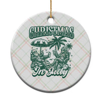 Vintage Summer Christmas Bigfoot Couple Ceramic Ornament Tropical Xmas Graphic