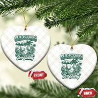 Vintage Summer Christmas Bigfoot Couple Ceramic Ornament Tropical Xmas Graphic