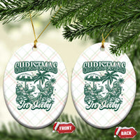Vintage Summer Christmas Bigfoot Couple Ceramic Ornament Tropical Xmas Graphic