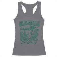 Vintage Summer Christmas Bigfoot Couple Racerback Tank Top Tropical Xmas Graphic