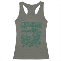 Vintage Summer Christmas Bigfoot Couple Racerback Tank Top Tropical Xmas Graphic