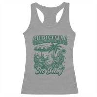 Vintage Summer Christmas Bigfoot Couple Racerback Tank Top Tropical Xmas Graphic