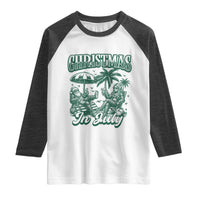 Vintage Summer Christmas Bigfoot Couple Raglan Shirt Tropical Xmas Graphic