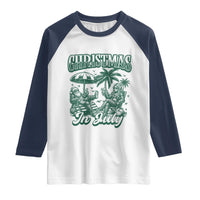 Vintage Summer Christmas Bigfoot Couple Raglan Shirt Tropical Xmas Graphic