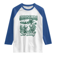 Vintage Summer Christmas Bigfoot Couple Raglan Shirt Tropical Xmas Graphic