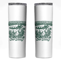 Vintage Summer Christmas Bigfoot Couple Skinny Tumbler Tropical Xmas Graphic