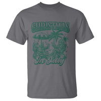 Vintage Summer Christmas Bigfoot Couple T Shirt Tropical Xmas Graphic