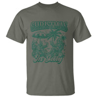 Vintage Summer Christmas Bigfoot Couple T Shirt Tropical Xmas Graphic