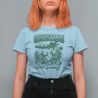 Vintage Summer Christmas Bigfoot Couple T Shirt For Women Tropical Xmas Graphic