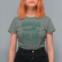 Vintage Summer Christmas Bigfoot Couple T Shirt For Women Tropical Xmas Graphic