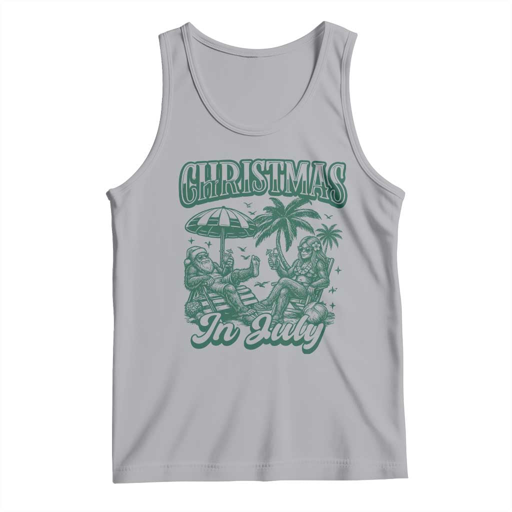 Vintage Summer Christmas Bigfoot Couple Tank Top Tropical Xmas Graphic
