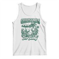 Vintage Summer Christmas Bigfoot Couple Tank Top Tropical Xmas Graphic