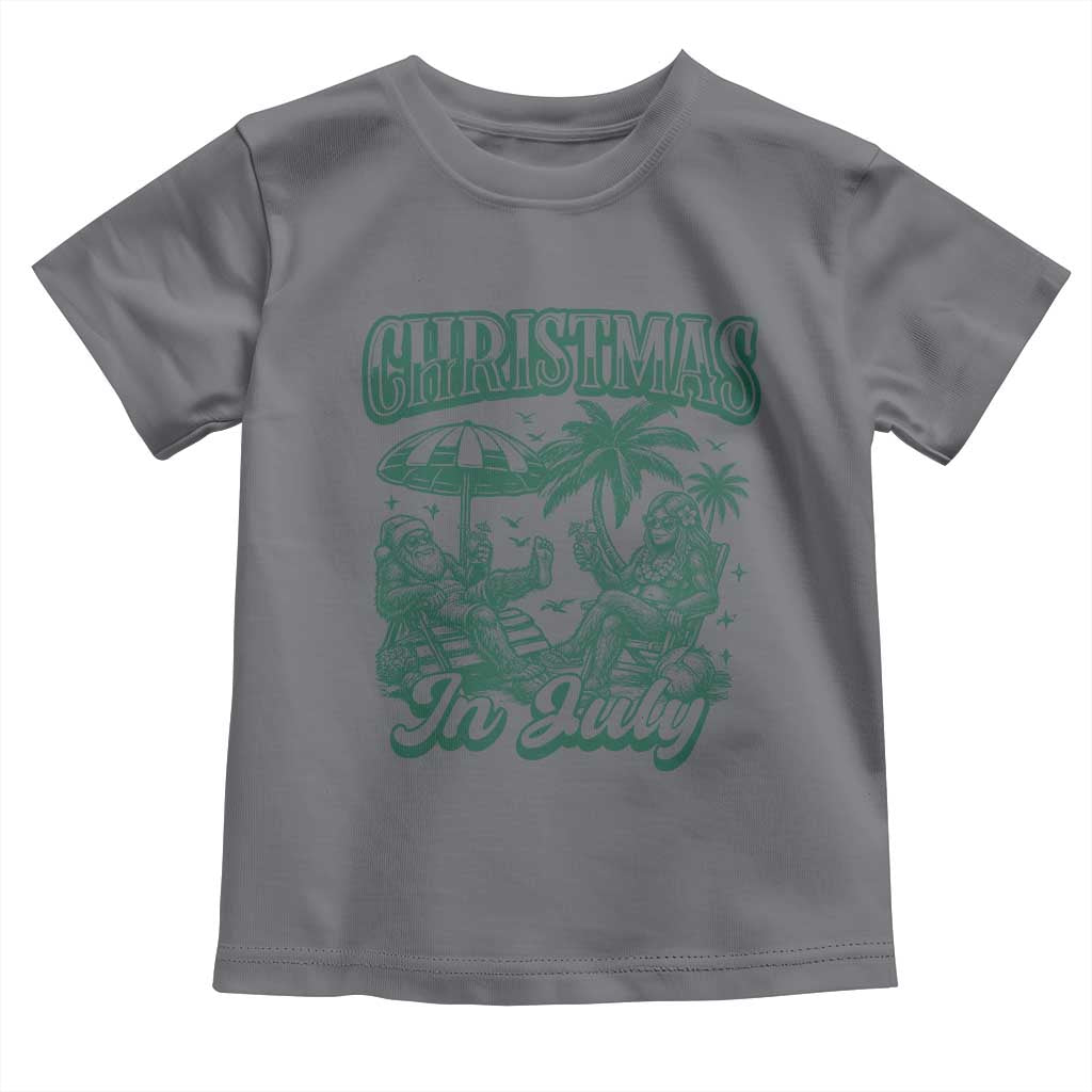 Vintage Summer Christmas Bigfoot Couple Toddler T Shirt Tropical Xmas Graphic