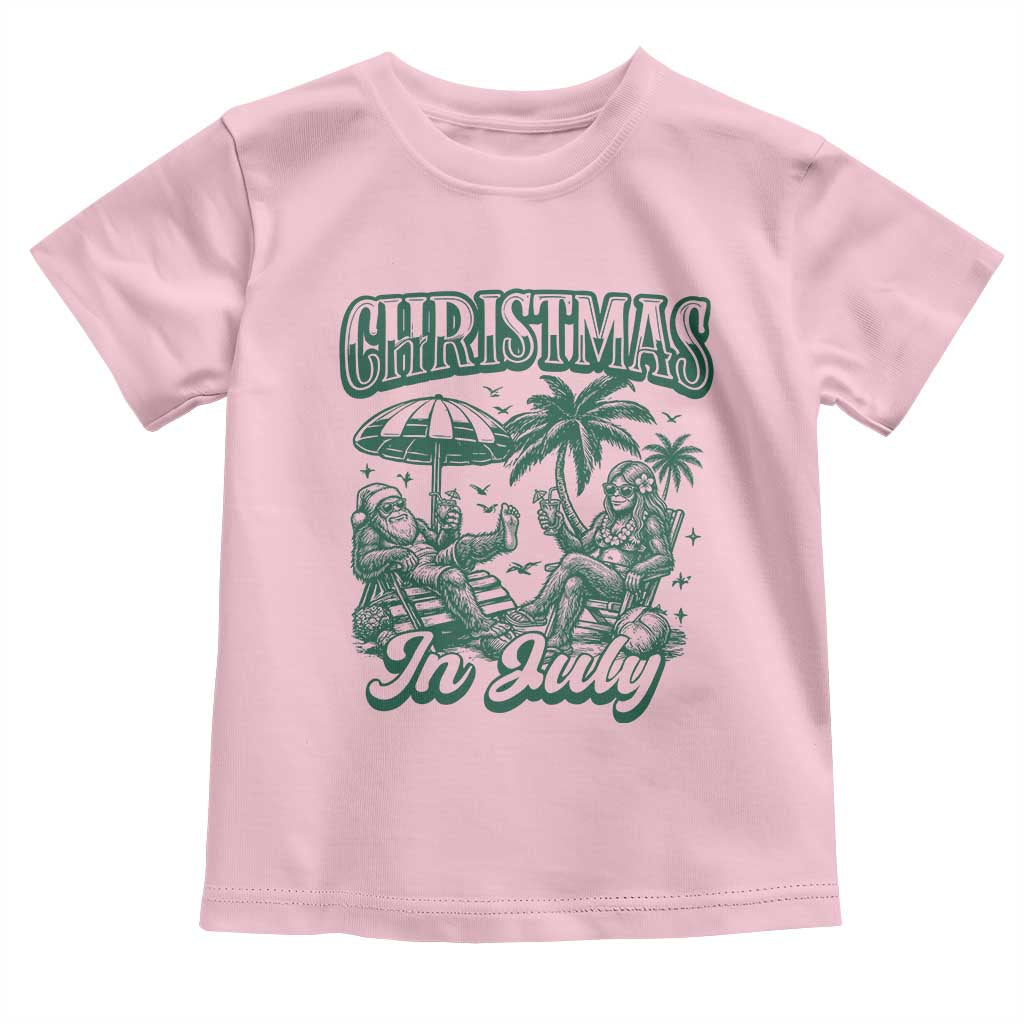 Vintage Summer Christmas Bigfoot Couple Toddler T Shirt Tropical Xmas Graphic