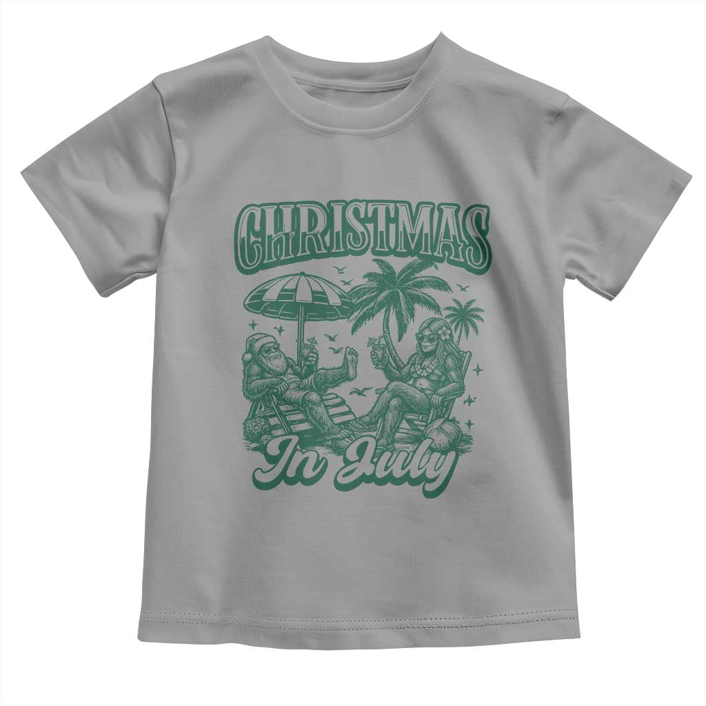 Vintage Summer Christmas Bigfoot Couple Toddler T Shirt Tropical Xmas Graphic