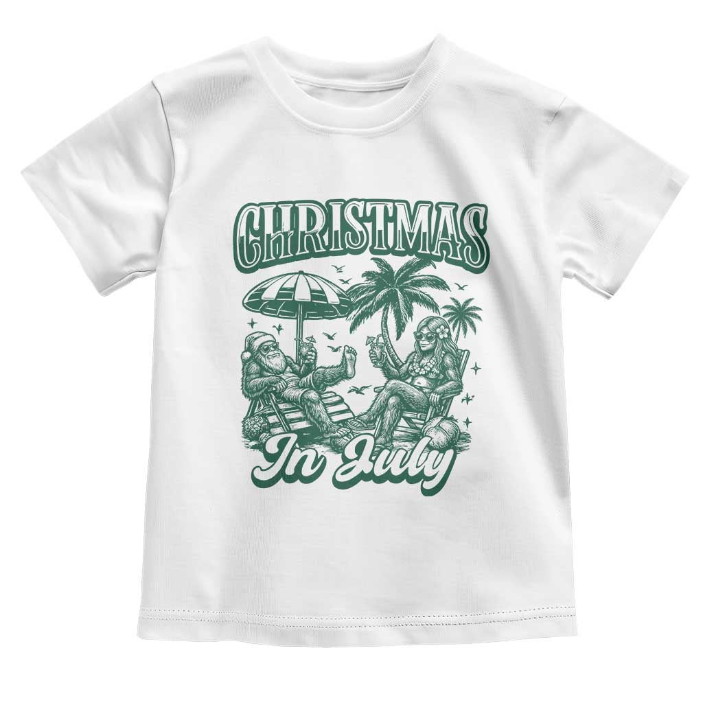 Vintage Summer Christmas Bigfoot Couple Toddler T Shirt Tropical Xmas Graphic