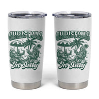 Vintage Summer Christmas Bigfoot Couple Tumbler Cup Tropical Xmas Graphic