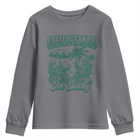 Vintage Summer Christmas Bigfoot Couple Youth Sweatshirt Tropical Xmas Graphic