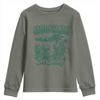 Vintage Summer Christmas Bigfoot Couple Youth Sweatshirt Tropical Xmas Graphic