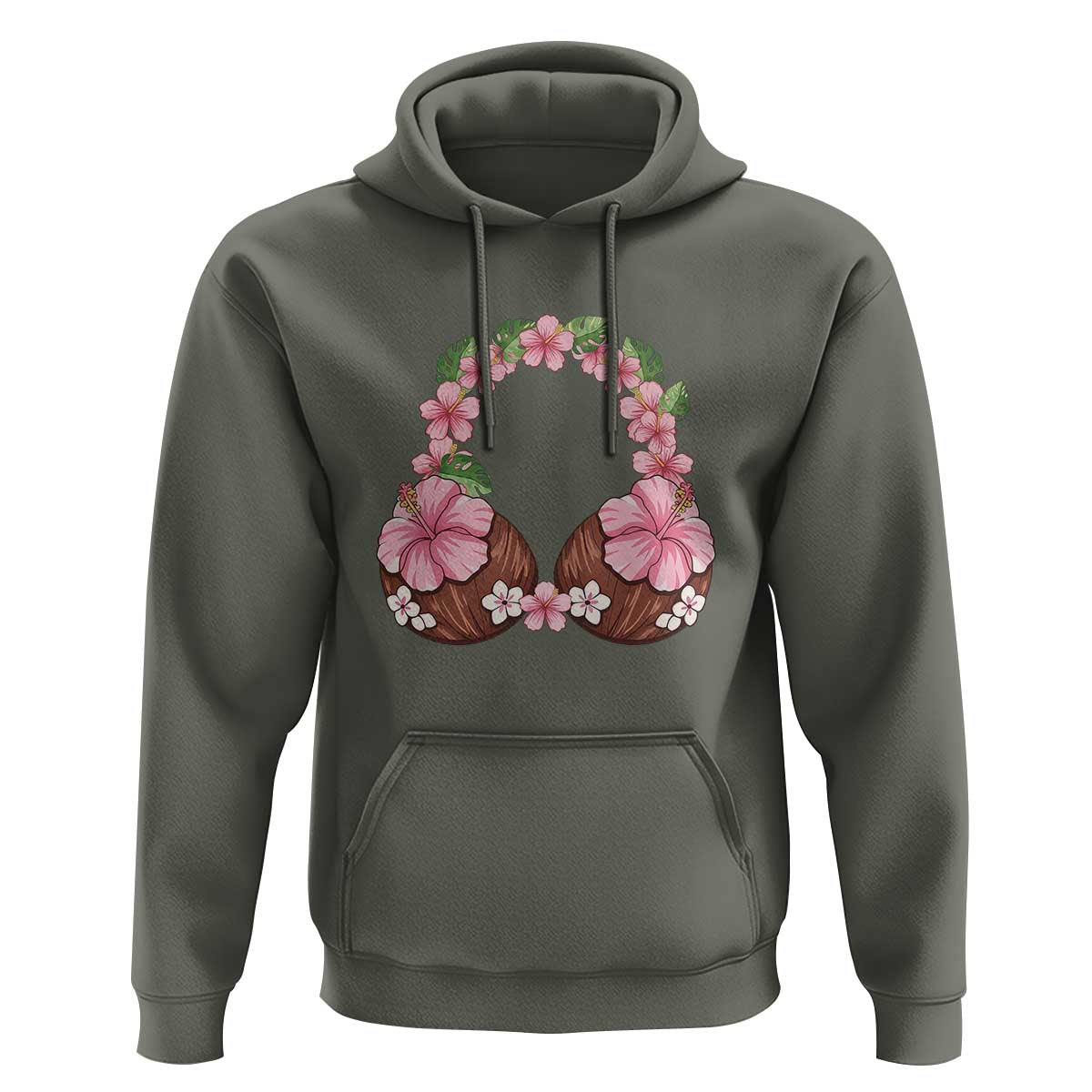 Hibiscus Flower Coconut Bra Hoodie Tropical Summer Graphic