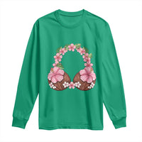 Hibiscus Flower Coconut Bra Long Sleeve Shirt Tropical Summer Graphic
