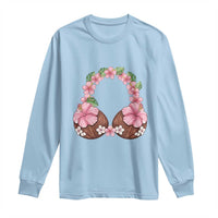 Hibiscus Flower Coconut Bra Long Sleeve Shirt Tropical Summer Graphic